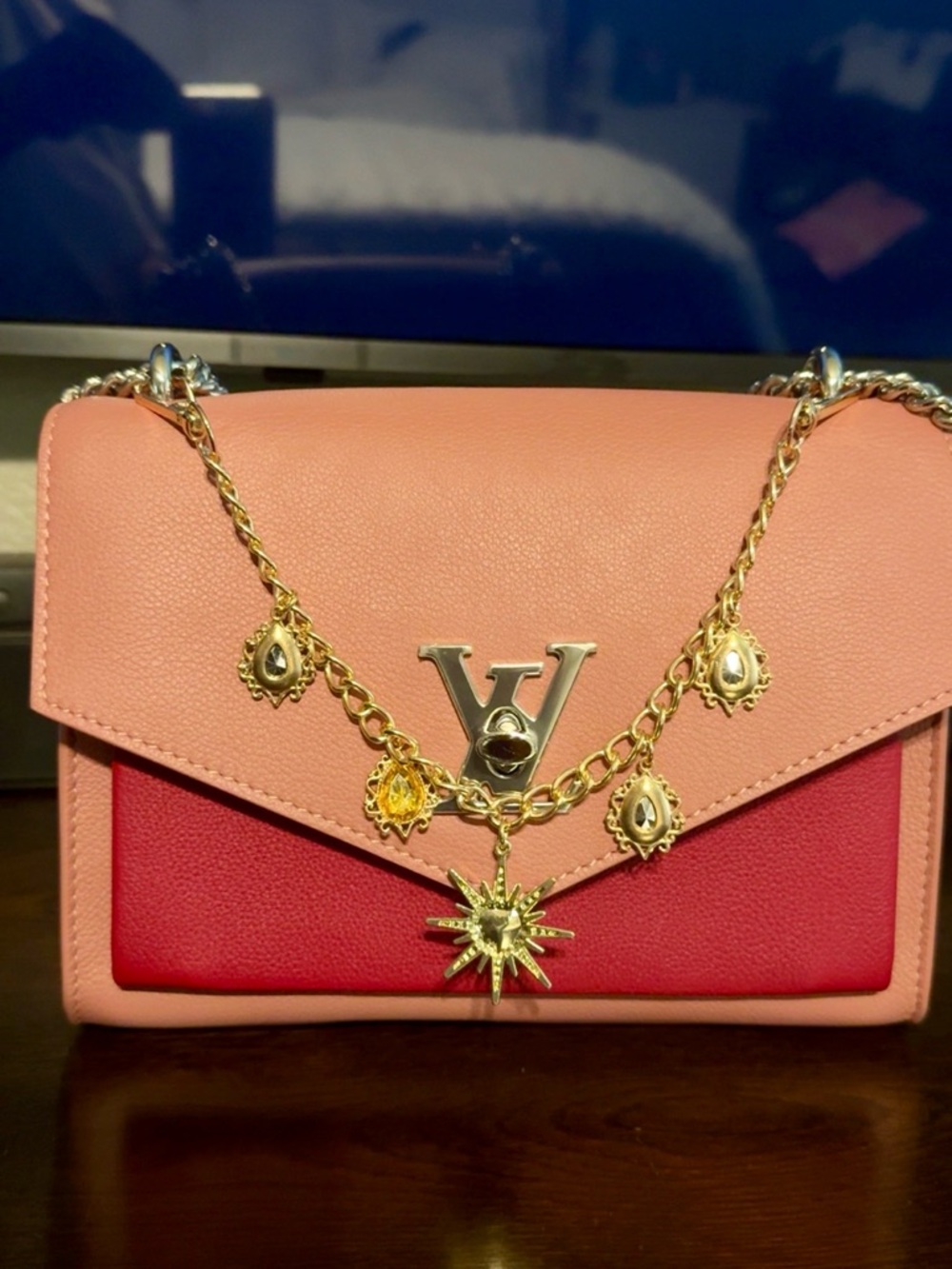 Louis Vuitton Two-Tone Pink & Berry Leather Chain Crossbody Bag - Picture 7 of 8